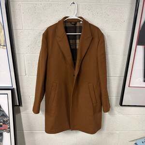 Billy Reid Men's XXL Camel Wool Chesterfield Overcoat Handcrafted in Italy